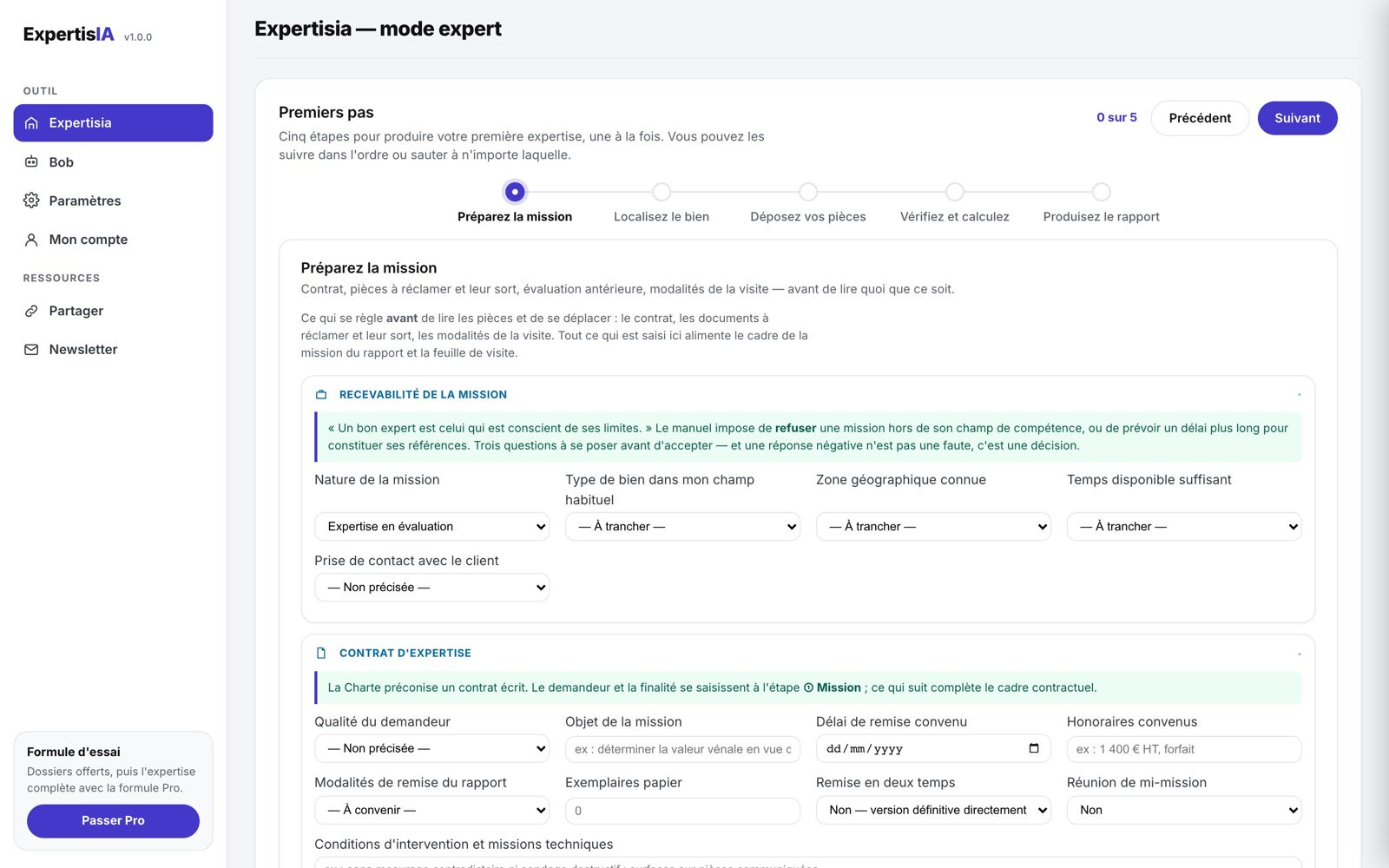 Expertisia — les premiers pas d'un dossier, une étape à la fois